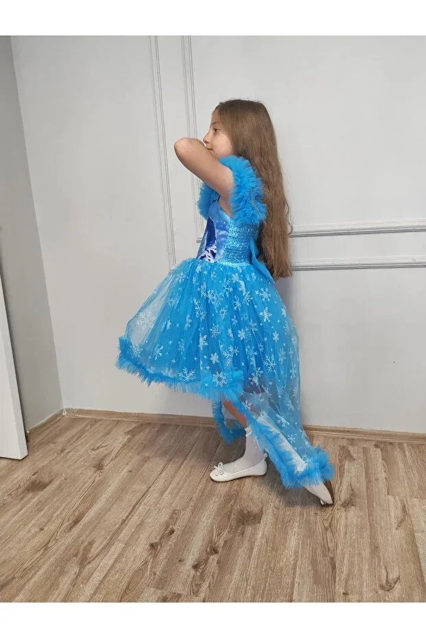 Детское платье-рубашка для девочек с коротким рукавом Elsa, Blue — фото 2