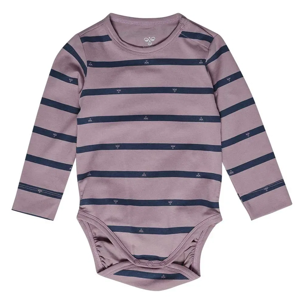 Детское боди для девочек с длинным рукавом Mini Stripy Bee Hummel, Purple
