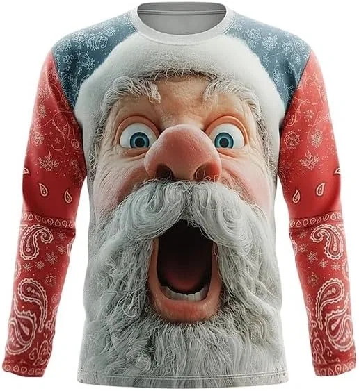 Мужская футболка с принтом Санты Funny Santa, Red — фото 2