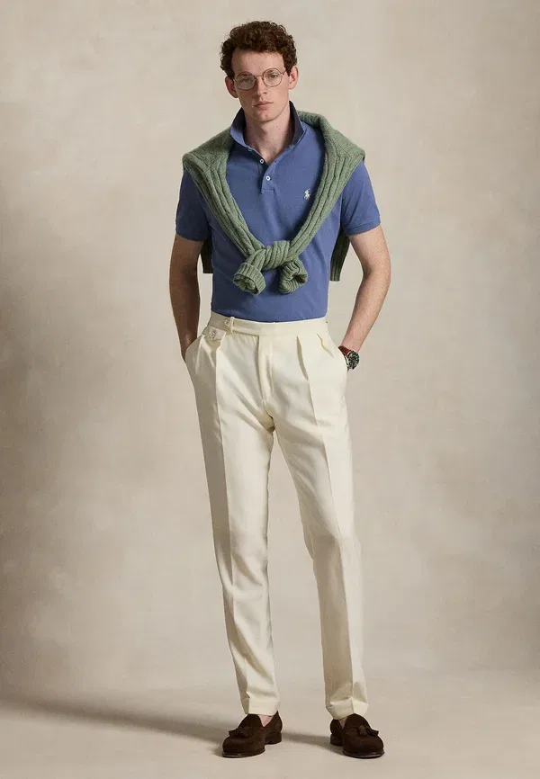 Футболка поло хлопковая Custom Slim Fit Stretch Mesh Polo Ralph Lauren, Capri Blue, синий — фото 2