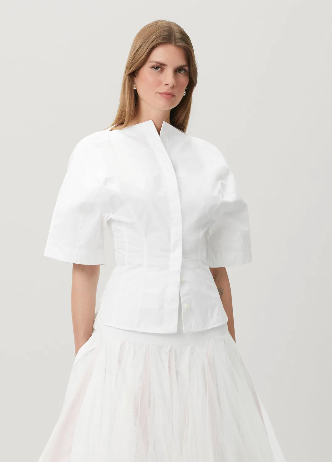 Женская рубашка La Chemise Jacquemus, white — фото 3
