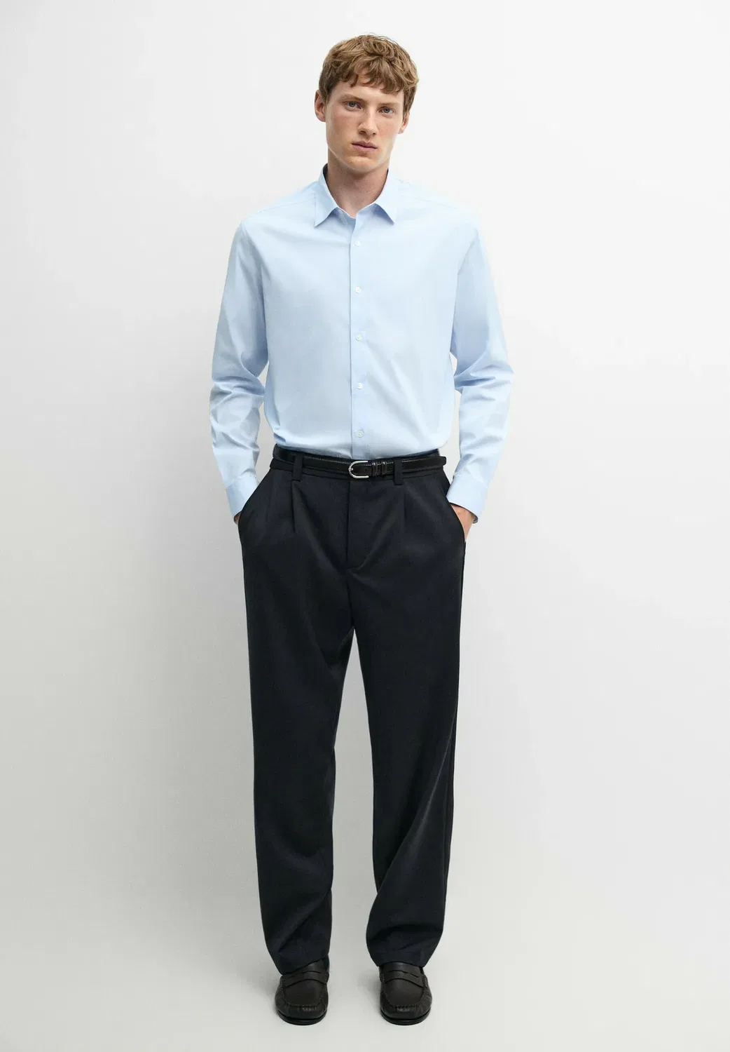 Классическая рубашка Massimo Dutti, Light Blue — фото 2