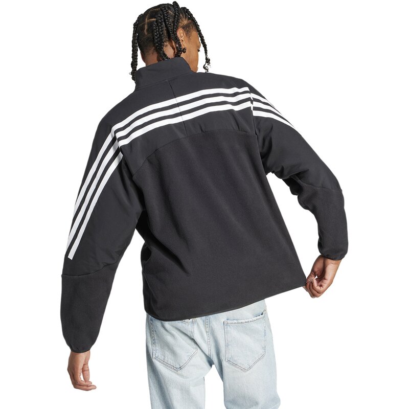 Толстовка Future Icons с тремя полосками и застежкой-молнией 1/4 Adidas, черный — фото 3