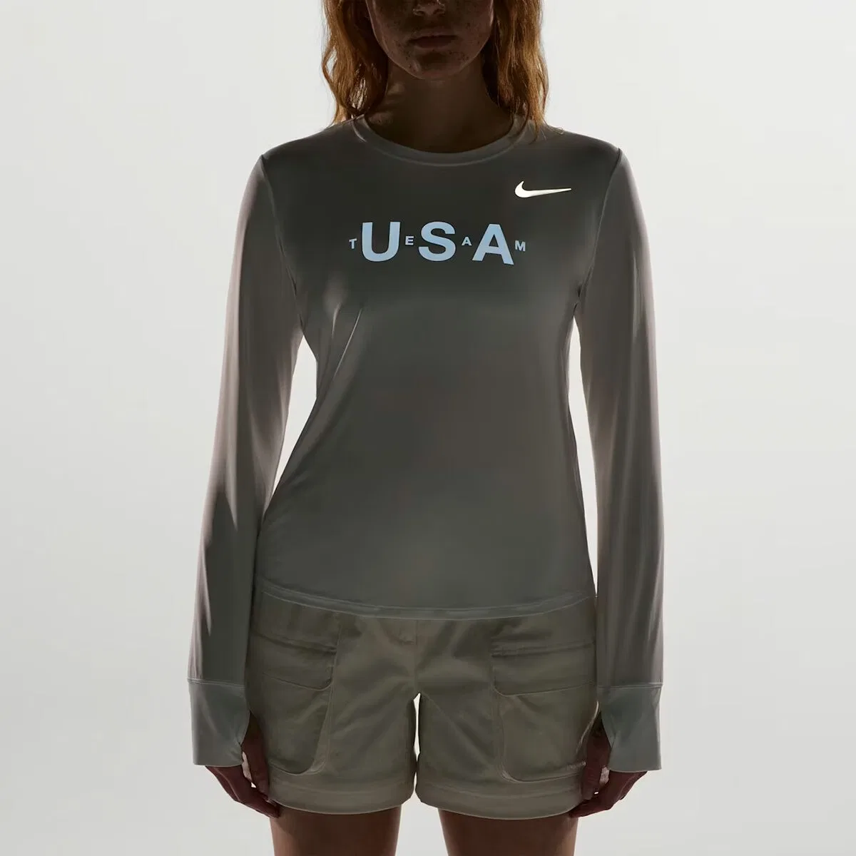 Женская футболка с длинным рукавом Team USA One Dri-FIT Long-Sleeve Top Nike, Summit White/Reflective Silv — фото 4