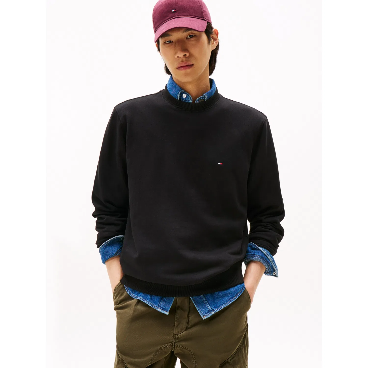 Мужской свитшот с круглым вырезом Tommy Hilfiger, Black