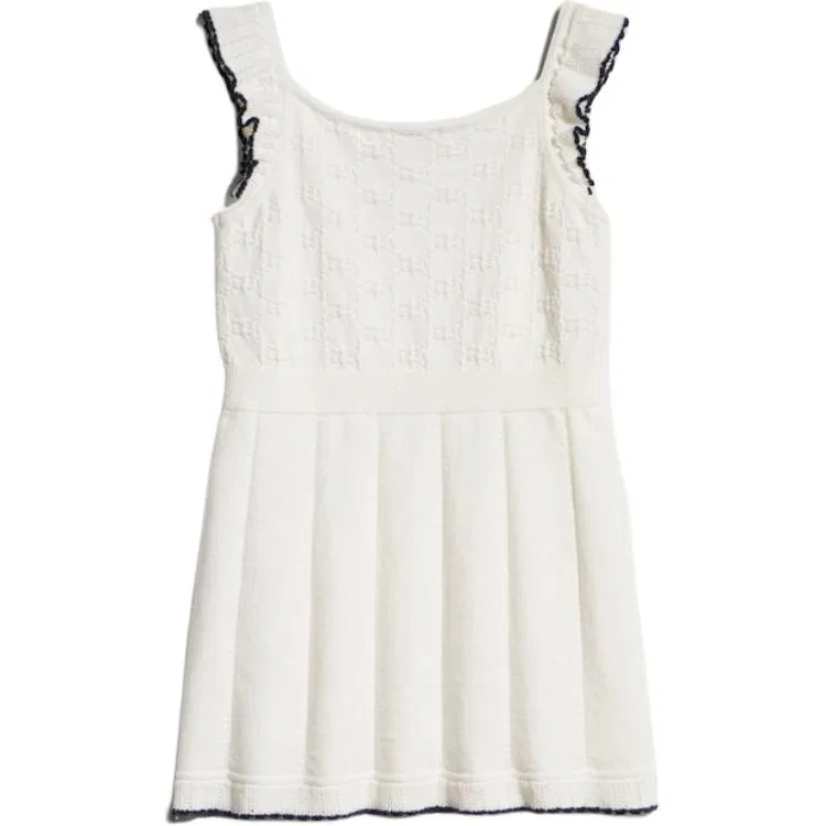 Детское платье для девочек с круглым вырезом Ivory White Marine Blue GUCCI — фото 4