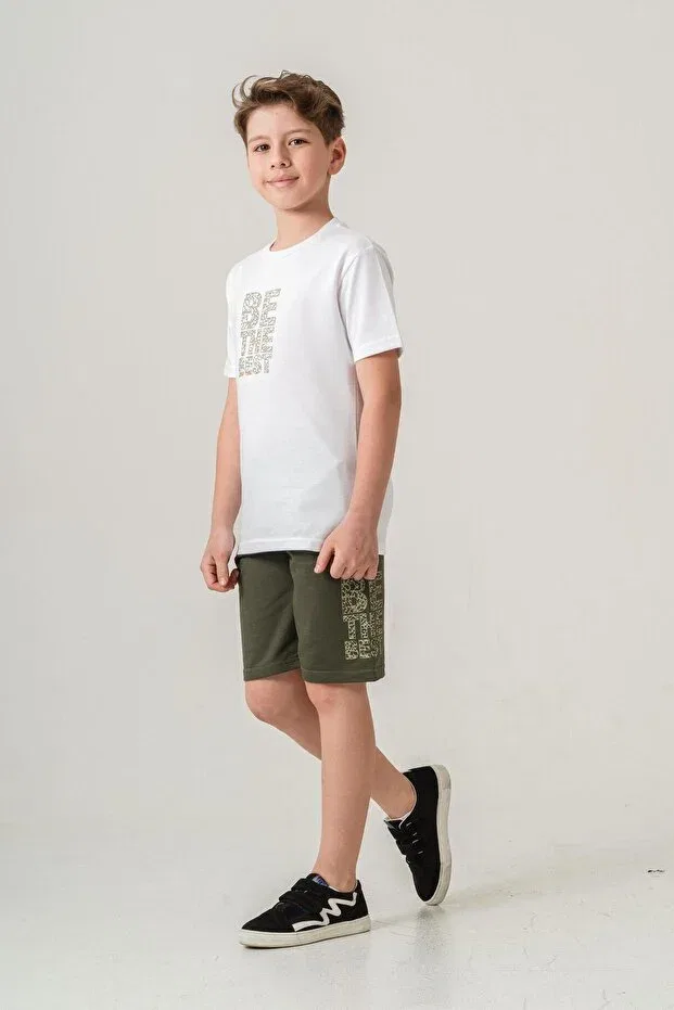 Детский комплект для мальчиков с принтом Be the Best Mışıl Kids, Khaki