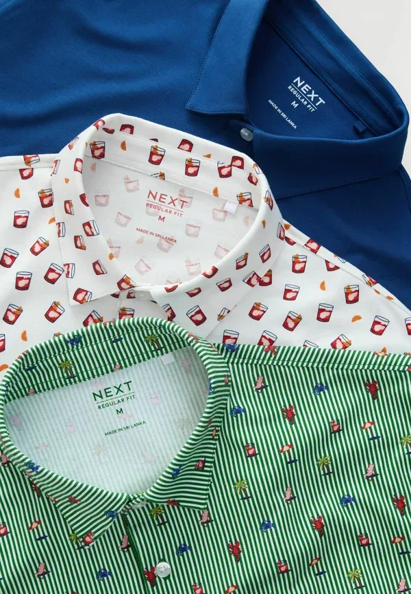 Набор поло из хлопка и эластана Polos three pack Next Green, White, Negroni, белый/синий/зеленый — фото 2