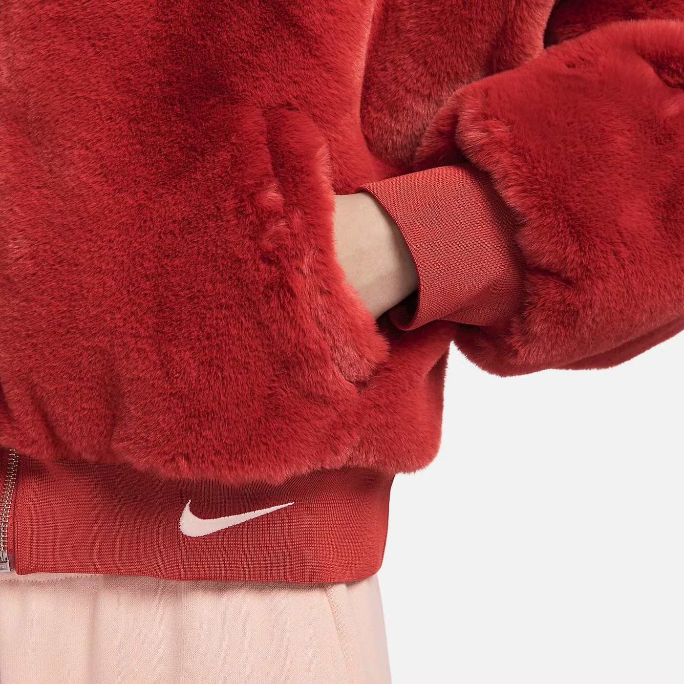 Куртка-бомбер с искусственным мехом, двусторонняя, Nike, красный — фото 3