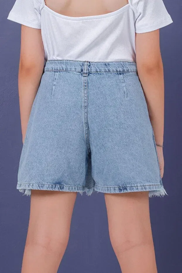 Детские джинсовые шорты для девочек с широкой штаниной Dmb Boys & Girls, Blue — фото 3