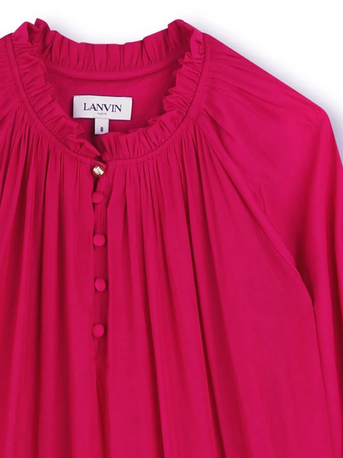 Платье из сатина с рюшами Lanvin, розовый — фото 3