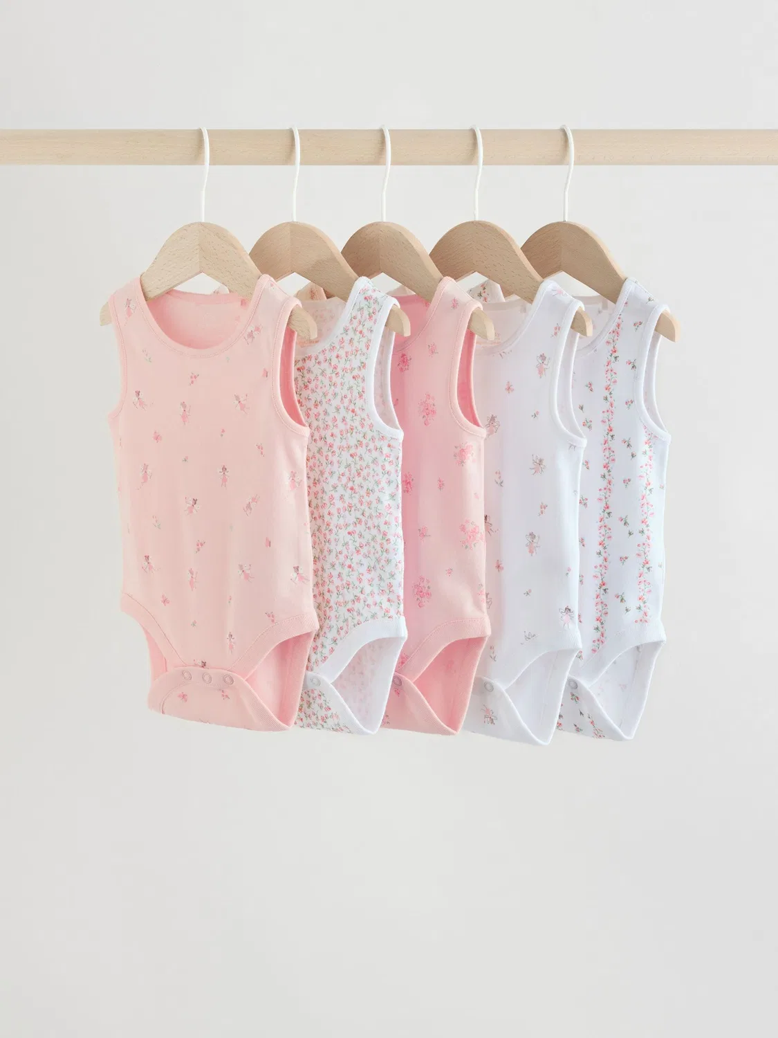 Боди для новорожденных, набор 5 шт, White/Pink Next, белый/розовый