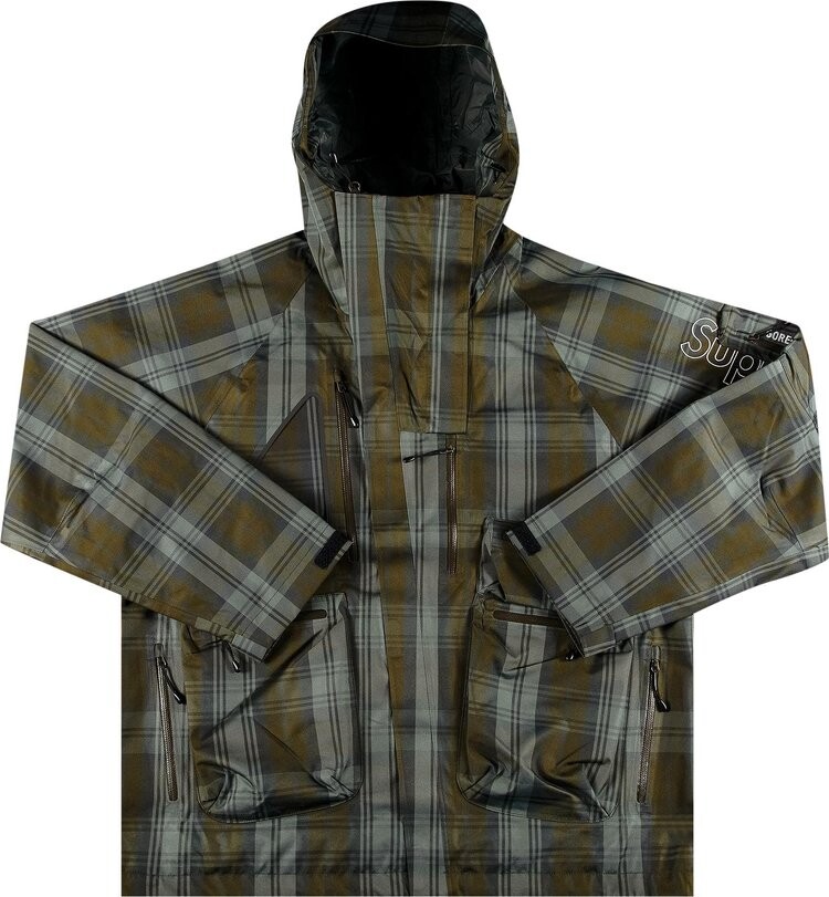 

Куртка Supreme GORE-TEX Tech Shell Jacket 'Olive Plaid', зеленый