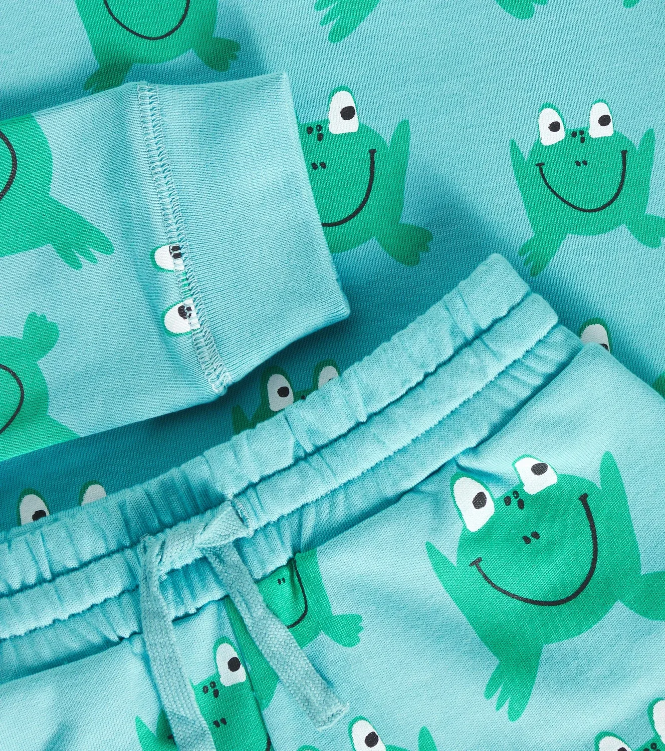 Комплект из флисового хлопкового свитера и спортивных штанов Stella Mccartney Kids, бирюзовый — фото 3