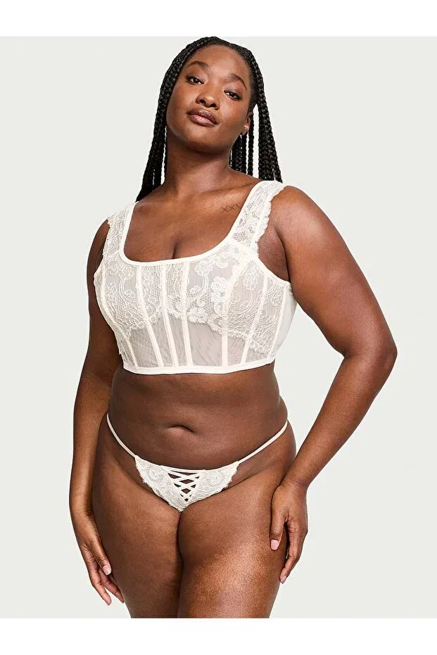 Женский корсет с цветочной вышивкой Victoria'S Secret, Coconut White — фото 4