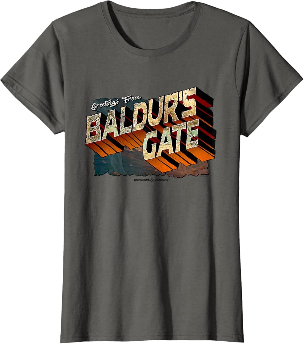 

Женская футболка Dungeons & Dragons Greetings from Baldur's Gate, серый