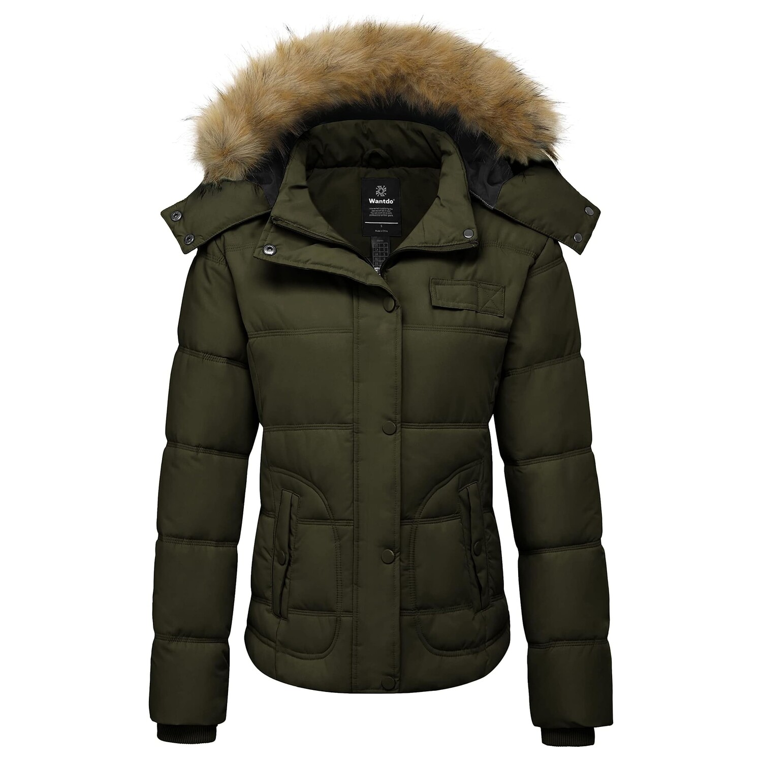 

Куртка Wantdo Waterproof Hooded Faux Fur, темно-зеленый