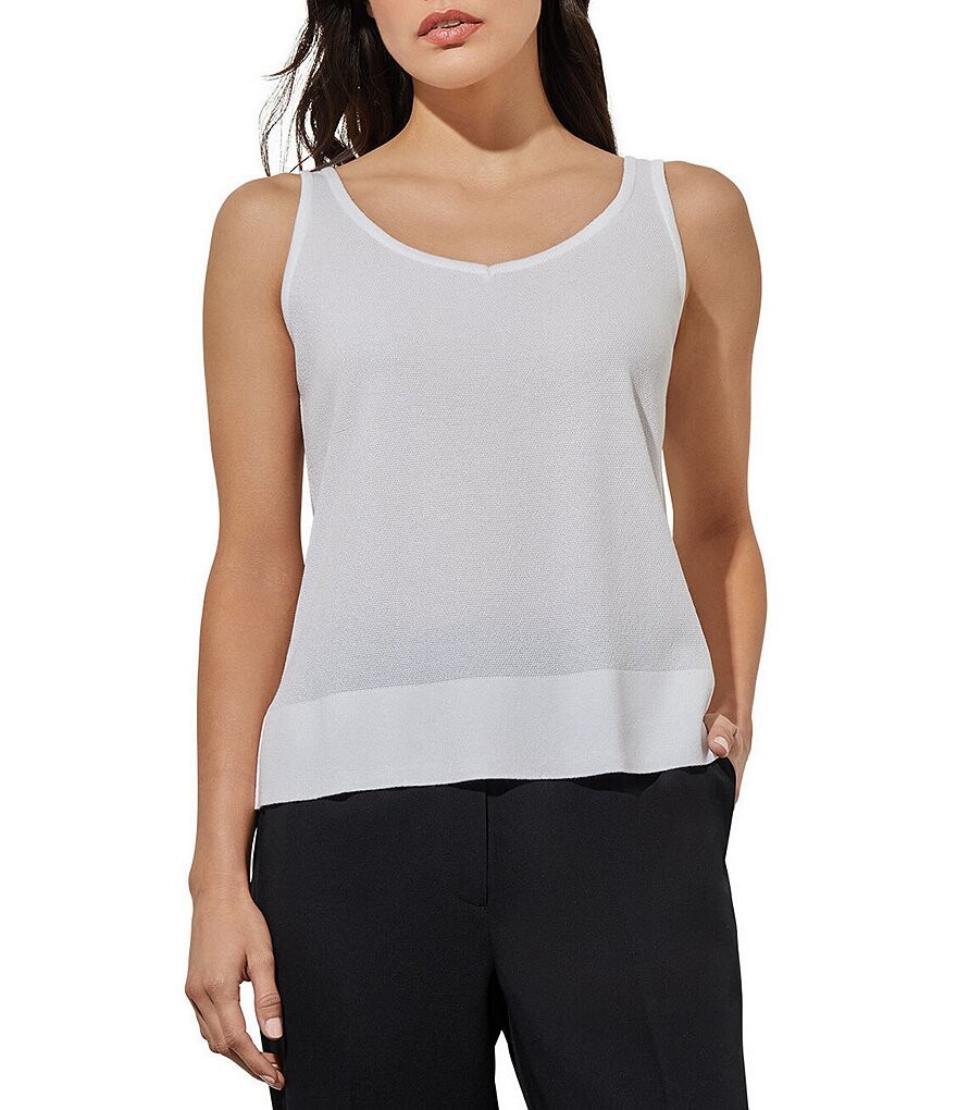 

Мягкая трикотажная майка Ming Wang без рукавов с боковыми разрезами и V-образным вырезом, белый