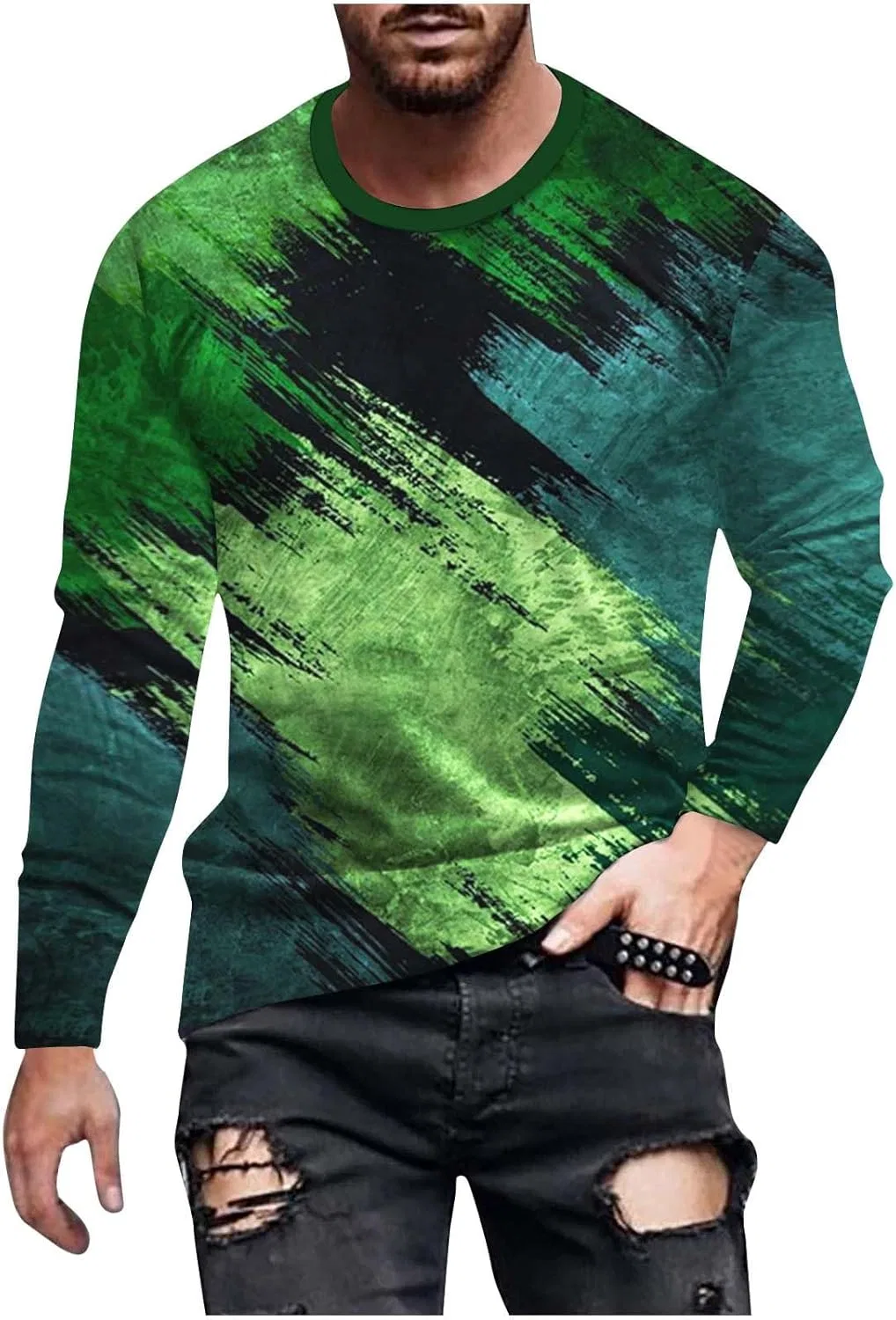 Спортивный топ с длинным рукавом, лодочкой и камуфляжным принтом, Generic, P-788 Army Lime Green