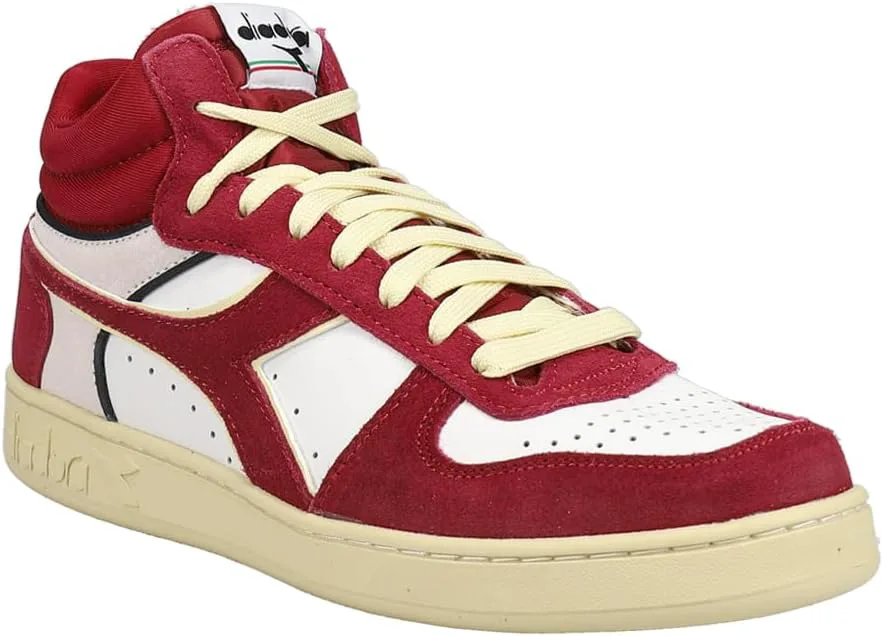 Мужские высокие кроссовки Diadora Magic Basket Demi Cut из замшевой кожи - красно-белые, повседневные, красный — фото 2