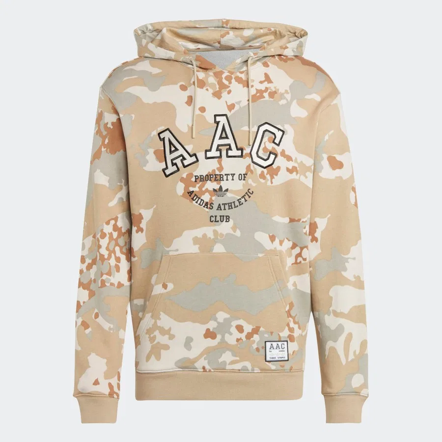 Мужской свитшот с капюшоном и принтом AAC Camo adidas, Бежевый