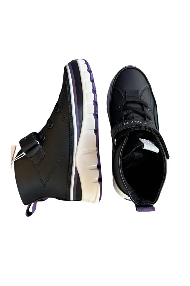 Детские ботинки для девочек на липучке U.S. Polo Assn., Black Purple — фото 4