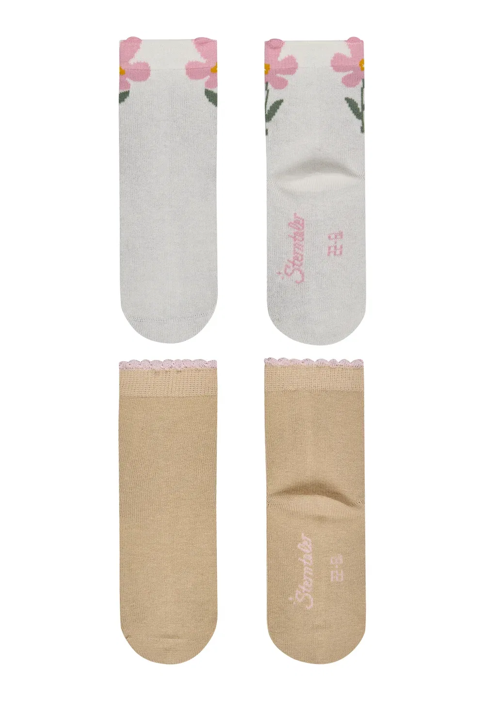 Socken 6er Pack Blume, uni, Ballerina, Struktur, Herzen und Ringel - носки Sterntaler, Ecru — фото 3