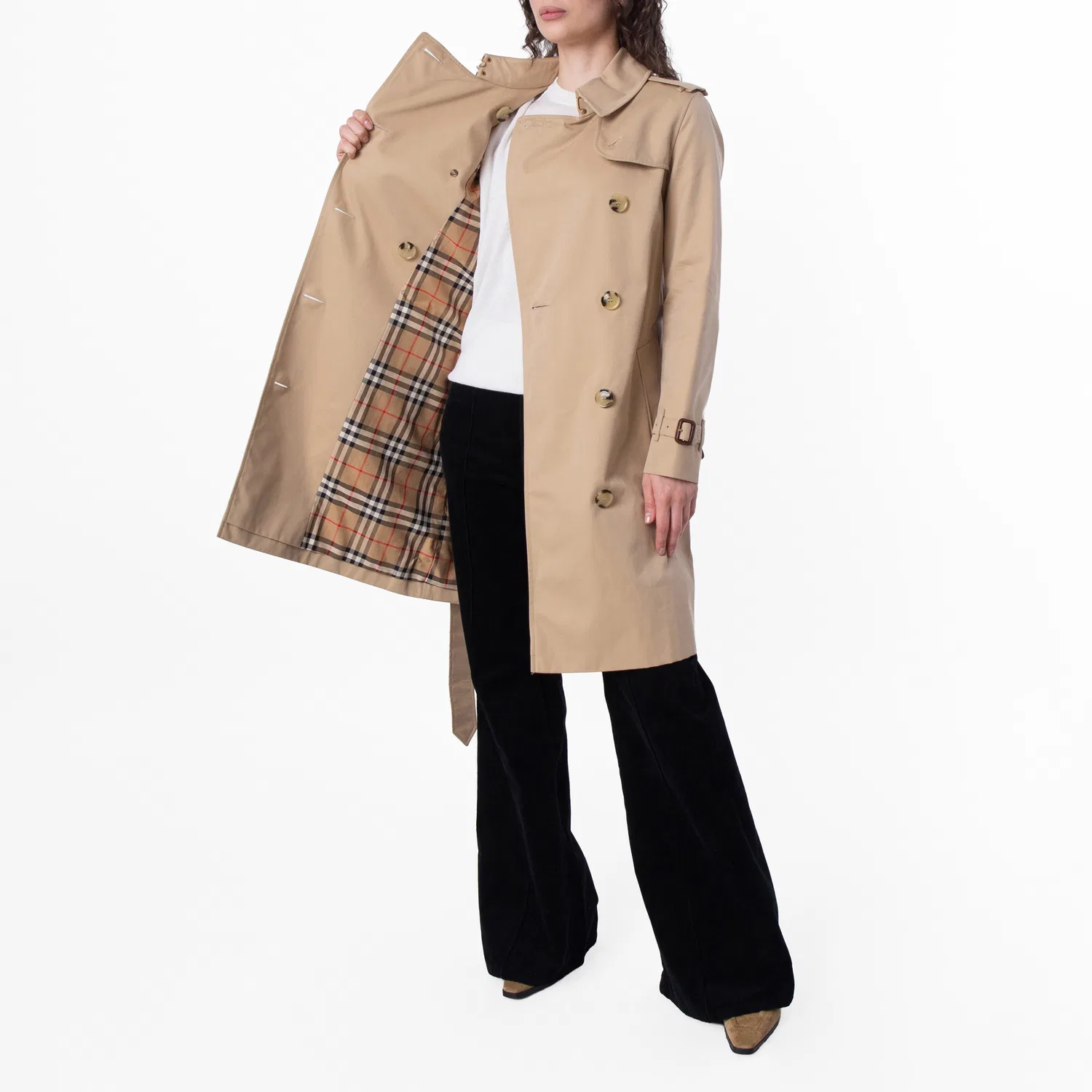 Плащ-тренч миди The Kensington Mid-Length Trench Coat Burberry, Honey — фото 3
