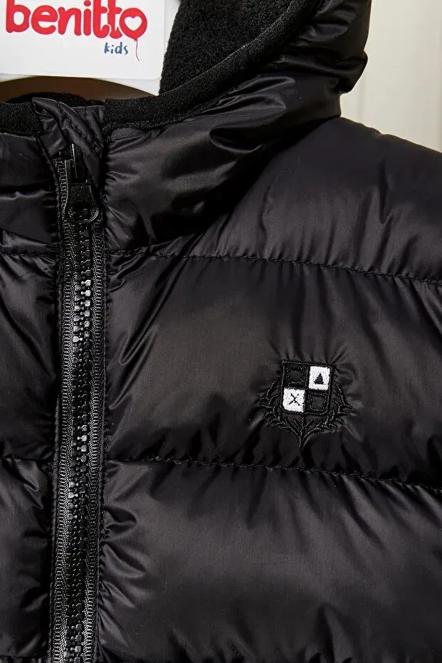 Детское пальто для мальчиков с капюшоном Benitto Kids, Black — фото 2