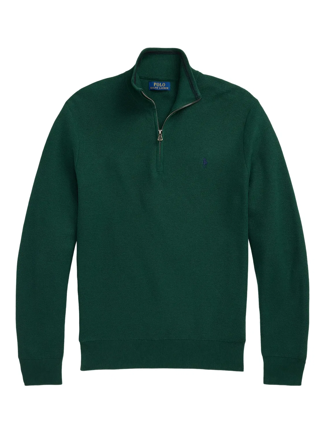 Свитер с короткой молнией глубокого зеленого цвета Polo Ralph Lauren, глубокий зеленый