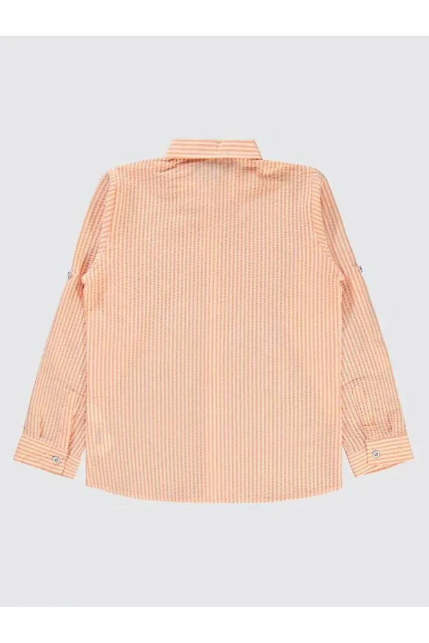 Детская рубашка для мальчиков с длинным рукавом Striped Sailing Embroidered Shirt Civil Boys, Orange — фото 2