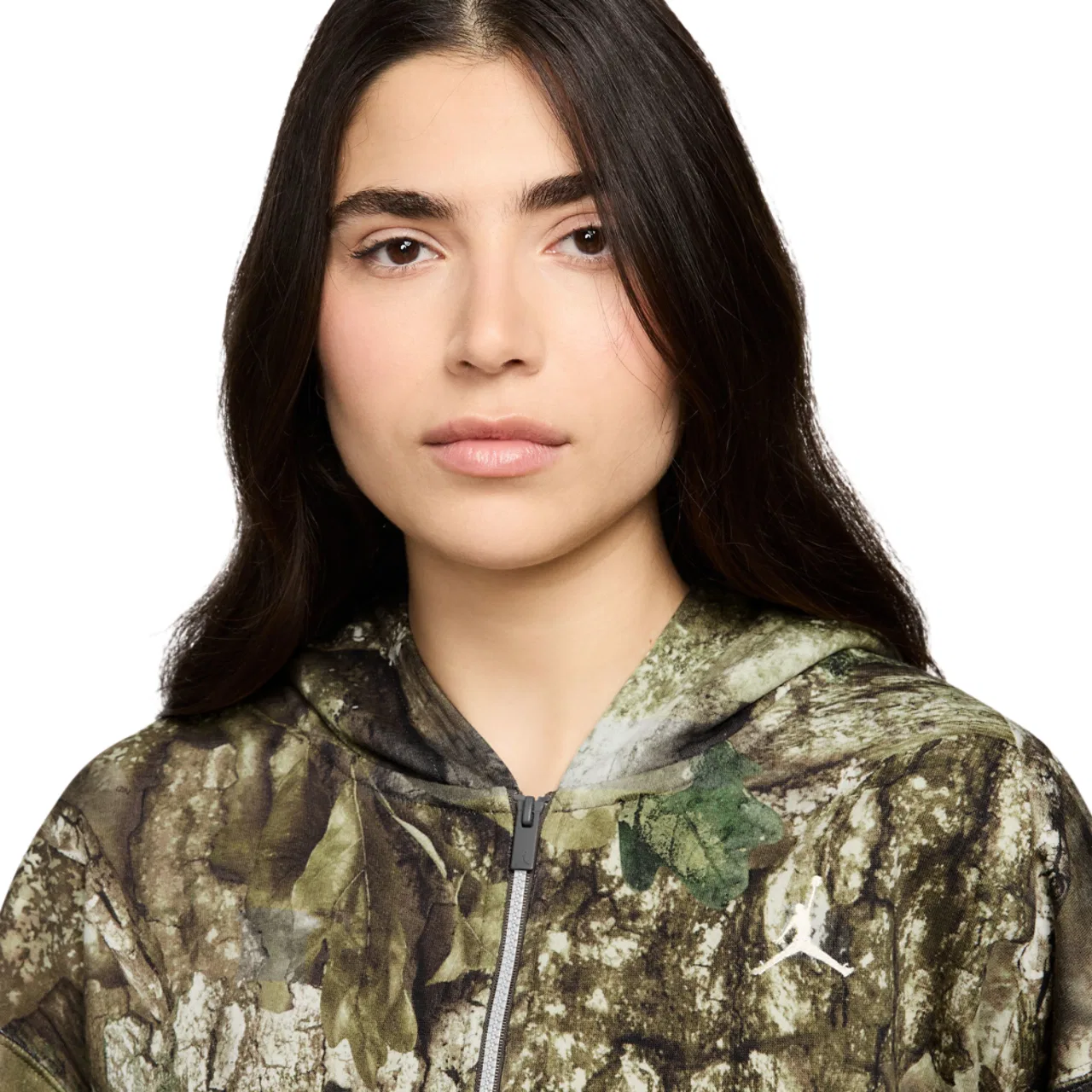 Толстовка женская BRK Fleece Mod Crop Jordan, цвет Brown/Olive — фото 3