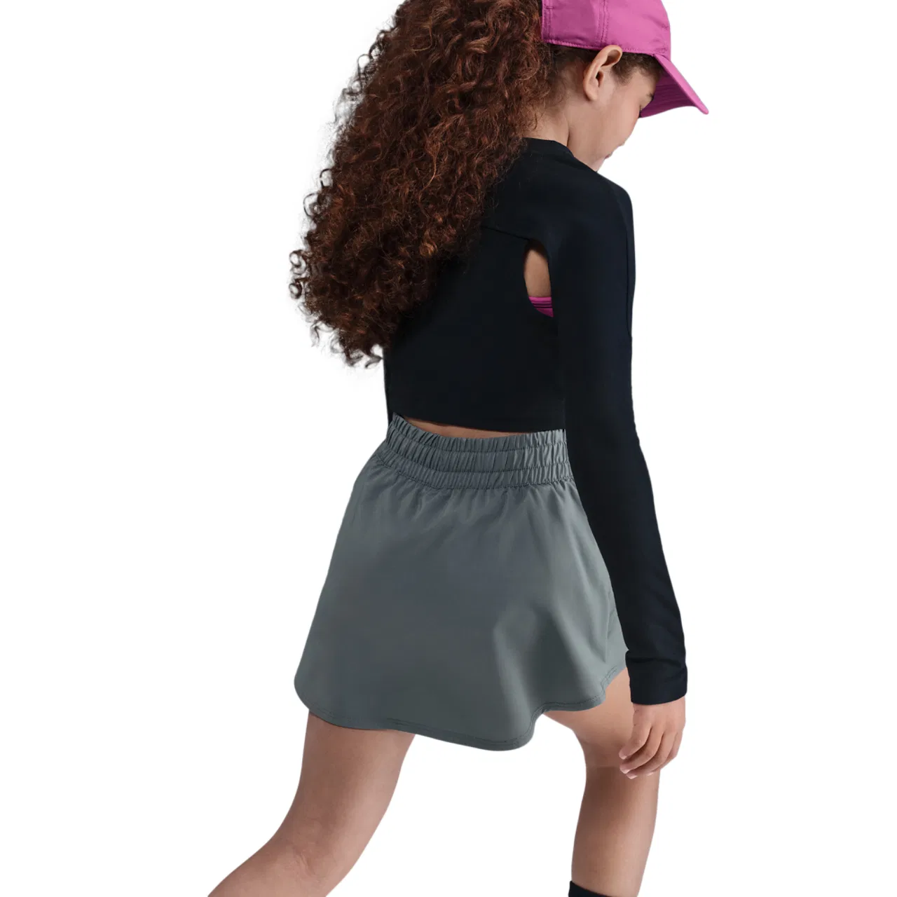 Юбка-шорты для девочек One Dri-FIT High Rise Nike, цвет Smoke Grey/White — фото 2