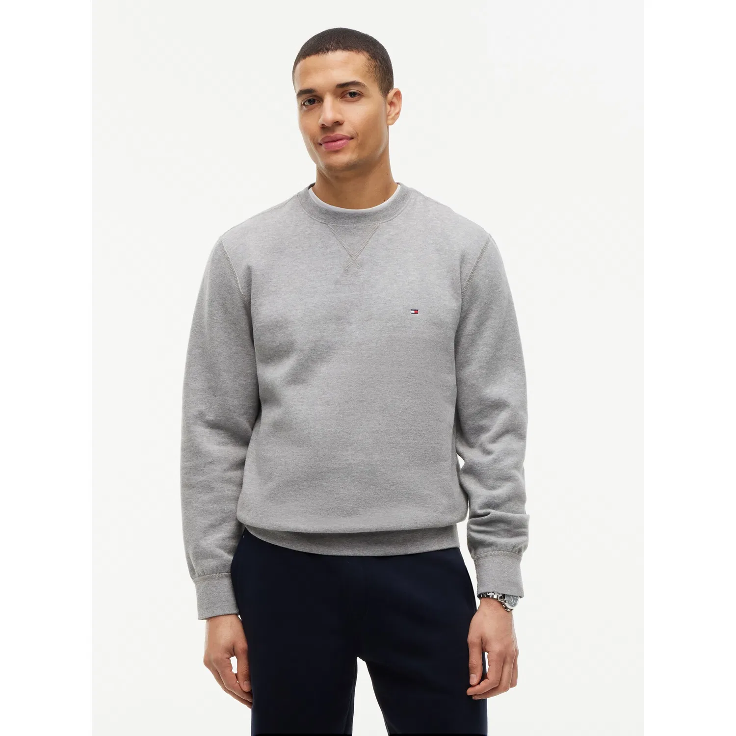 Мужской свитшот из флиса с круглым вырезом Tommy Hilfiger, Medium Grey Heather