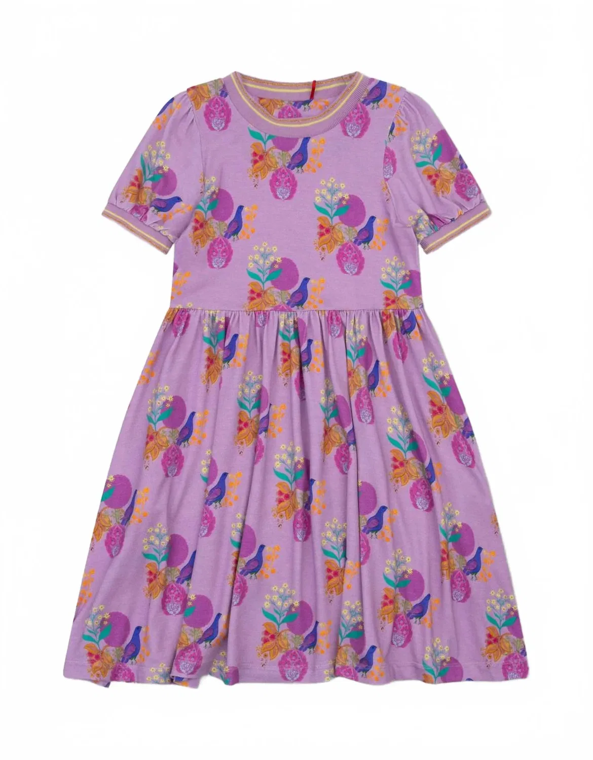 Детское платье для девочек с принтом птиц и фруктов Djerry Bird And Fruit Oilily, фиолетовый — фото 2