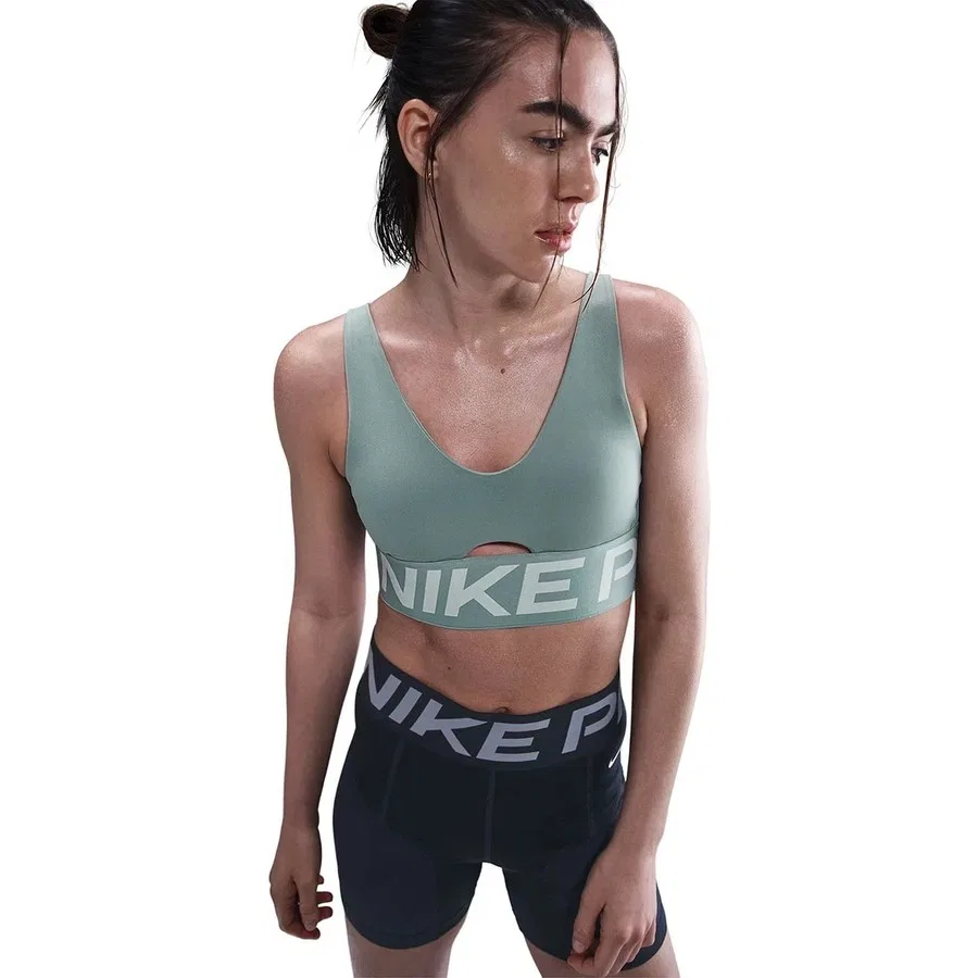Спортивный бюстгальтер с глубоким вырезом Pro Indy Plunge Nike, Зеленый