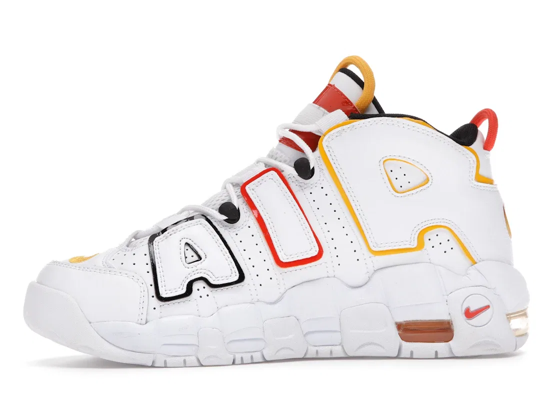 Детские кроссовки с перфорацией Nike Air More Uptempo Nike, White/Orange-Yellow-Black — фото 3