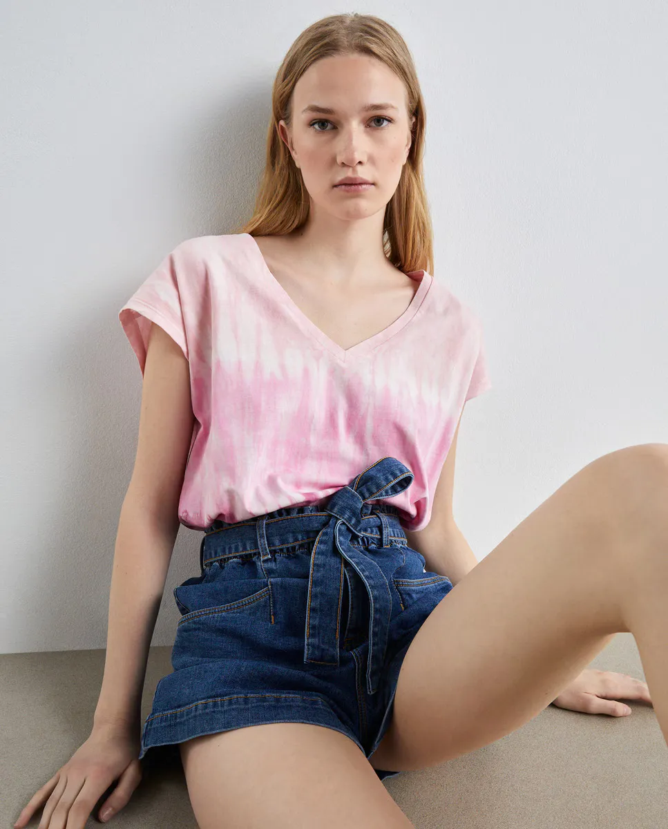 

Женская футболка с короткими рукавами и V-образным вырезом Easy Wear, светло-розовый