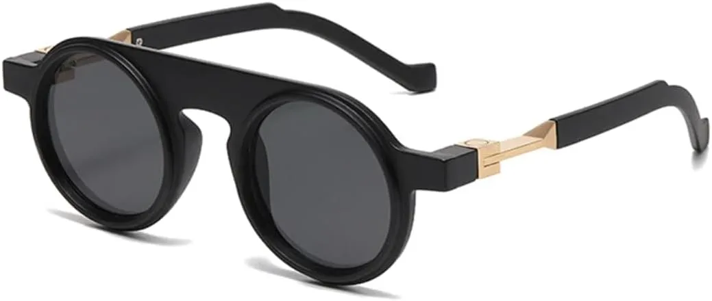 

Ретро круглые женские панк-солнцезащитные очки, модные прозрачные градиентные очки с защитой от УФ-излучения UV400, мужские трендовые очки UATXTAU, Matte Black Gray