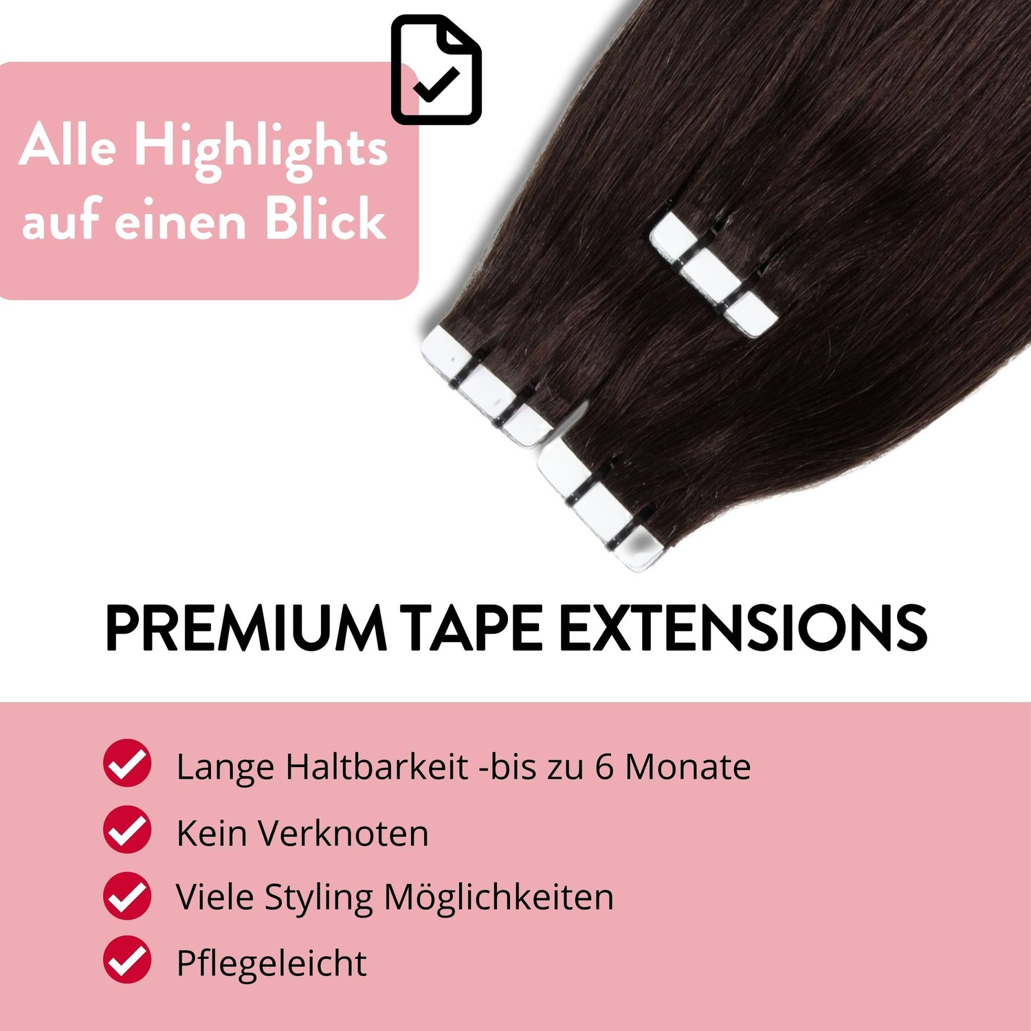 Накладные волосы tape extensions premium echthaar #5/0 mittelbraun Hair2Heart, 50cm, количество 1 шт. — фото 3