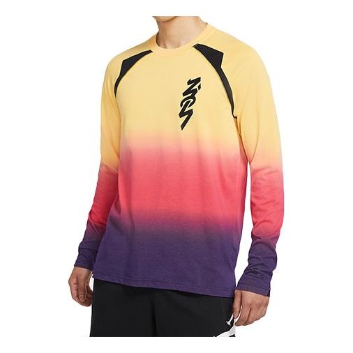 

Футболка Air Jordan Dri-FIT Zion Gradient Printing Quick Dry Knit Splicing Long Sleeves Colorblock DH0589-587