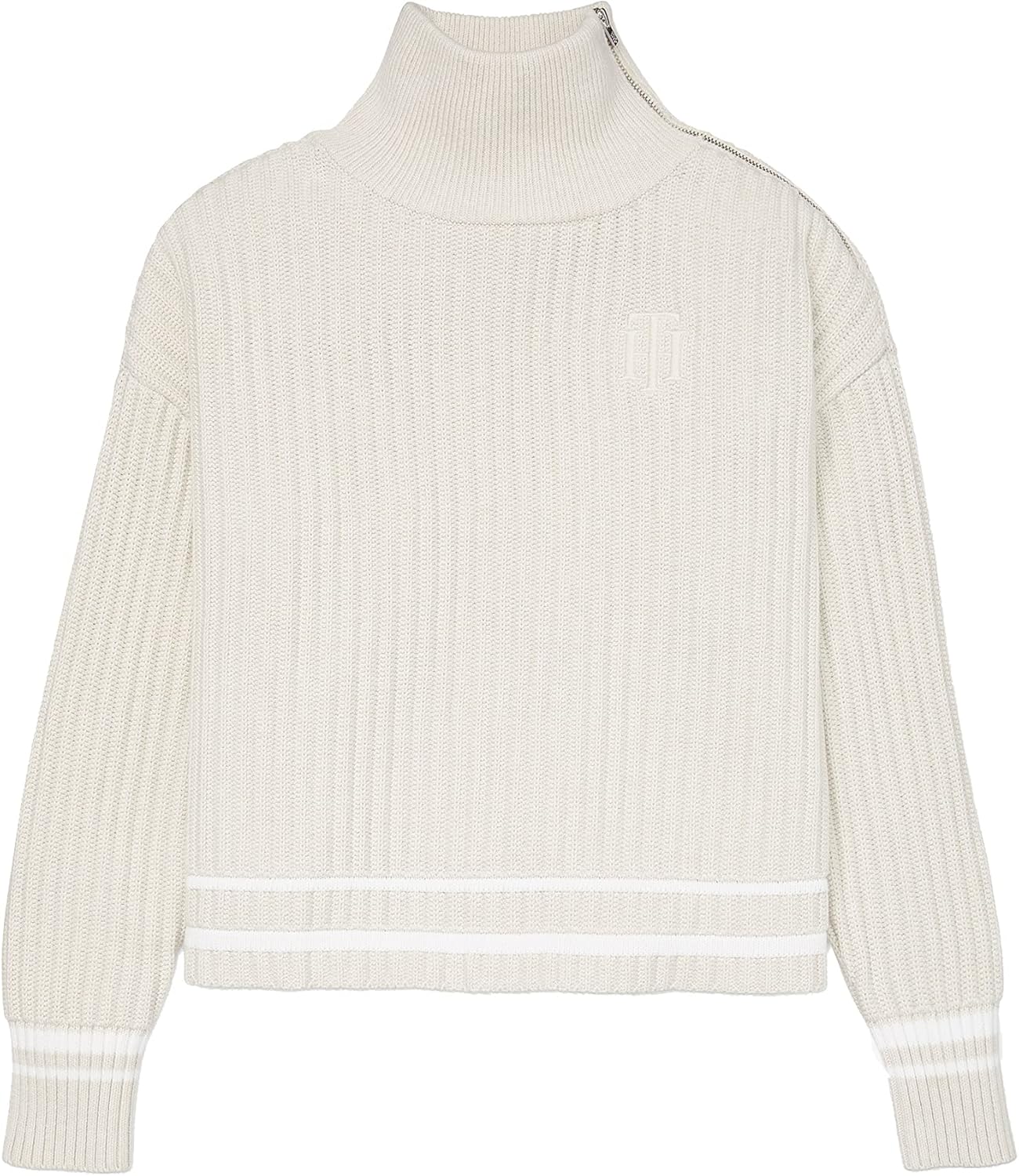 

Женский адаптивный свитер Tommy Hilfiger с высоким воротом и университетской формой, B2782 Cream Multi Htr