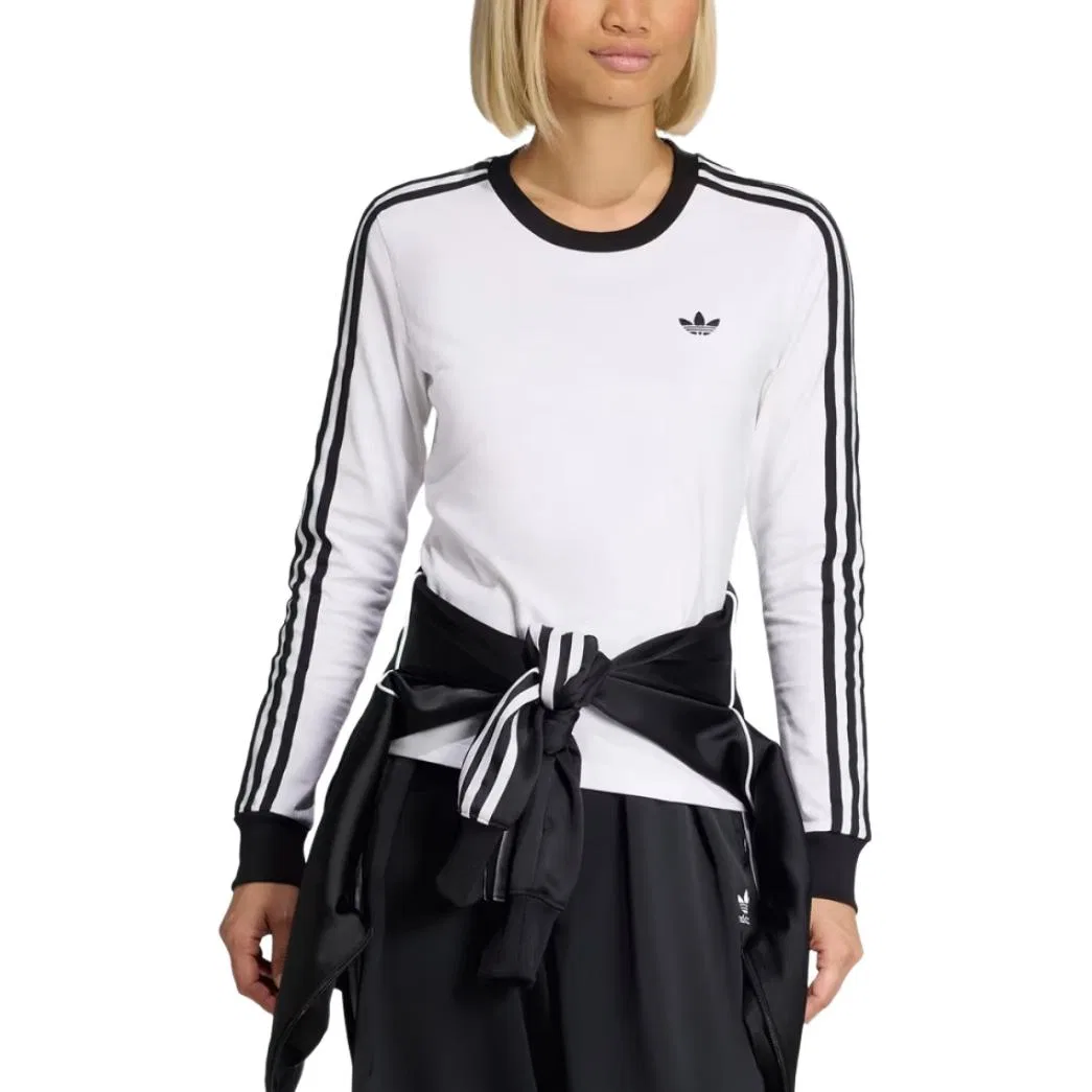 Футболка с тремя полосками Adidas Originals белая/черная — фото 4