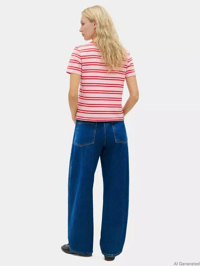 Футболка с логотипом Script Logo Stripe, розовая, в стиле фейерверка Tommy Hilfiger — фото 3