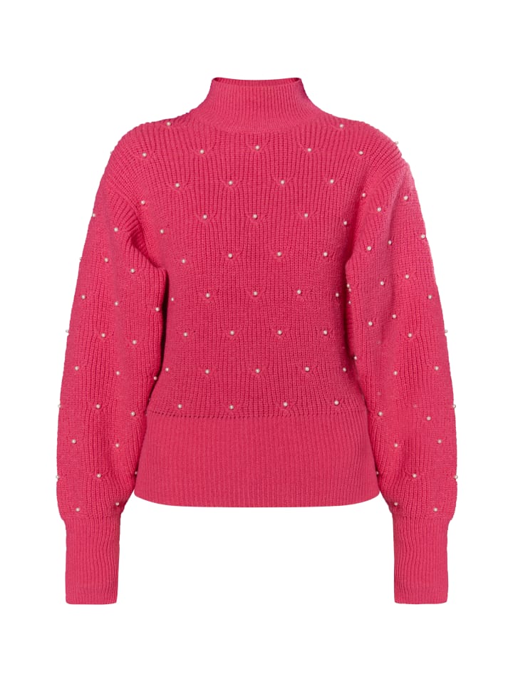 

Женский вязаный свитер с жемчугом в розовом цвете faina