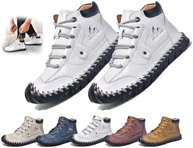 

Мужские ботинки - поддержка свода стопы, противоскользящие, водонепроницаемые, кожаные ботинки с широкой колодкой Generic, белый