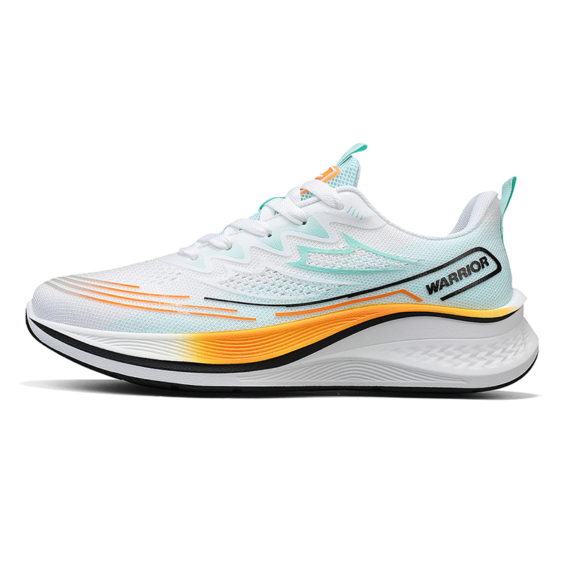 

Мужские кроссовки для бега Low top с амортизацией, износостойкие, легкие, с увеличенной высотой WARRIOR, белый светло-зеленый оранжевый