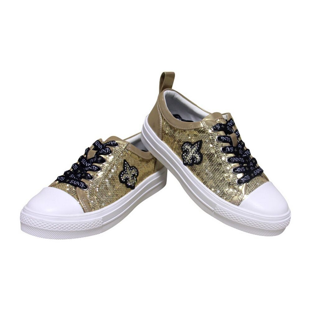 Женские золотистые кроссовки Cuce New Orleans Saints Team с пайетками, цвет Snt Gold — фото 3
