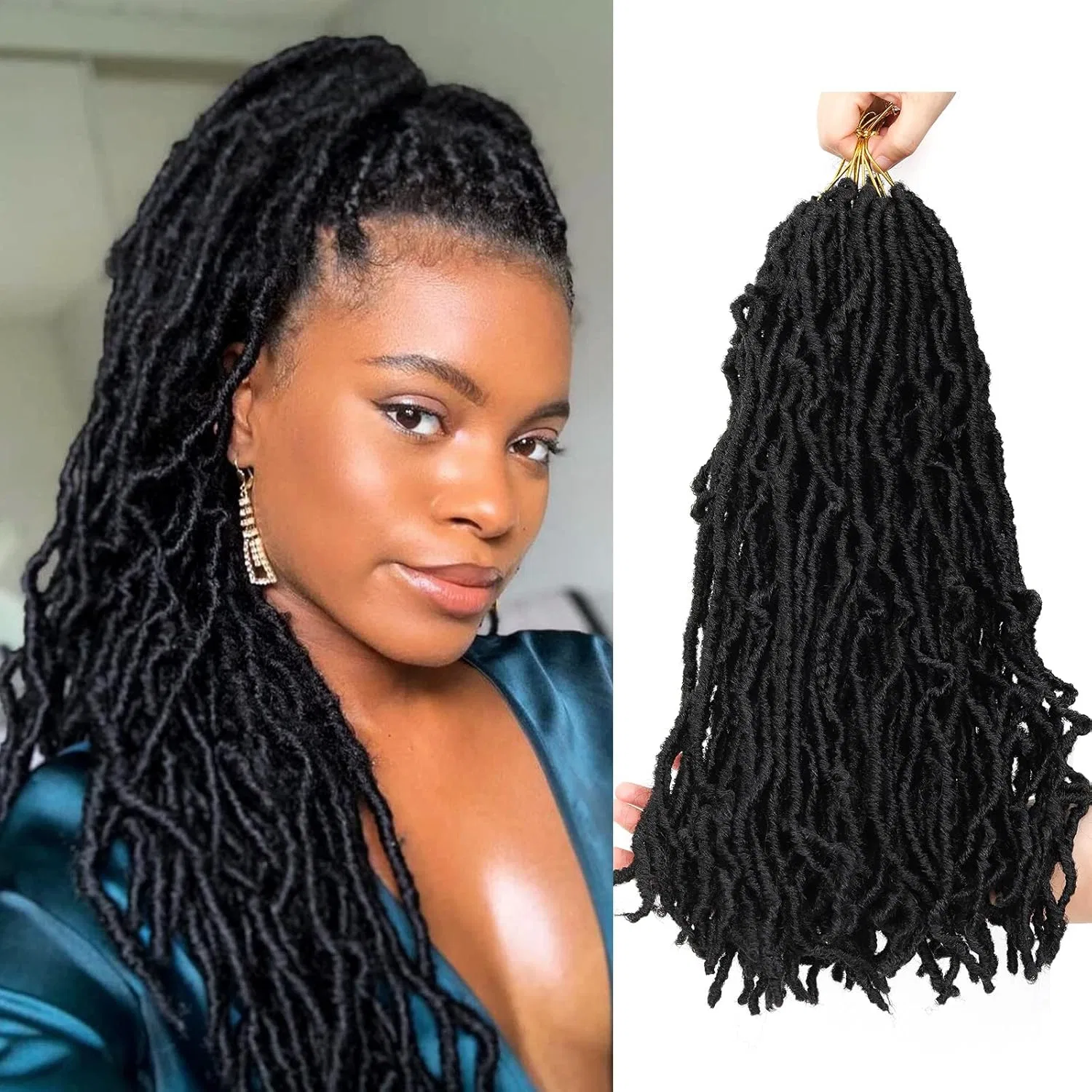Искусственные дреды Nu Faux Locs Crochet Hair 24 дюйма Beyond The Beauty, #1B