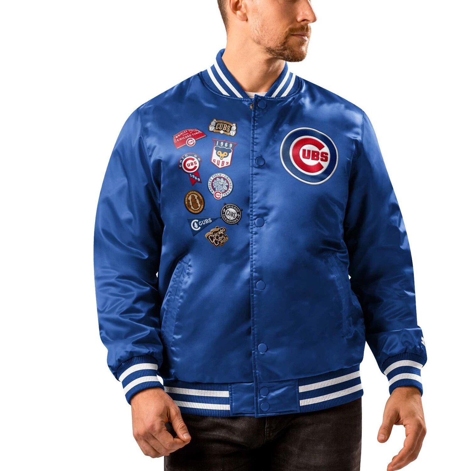 

Мужская куртка на кнопках с нашивками Royal Chicago Cubs Starter